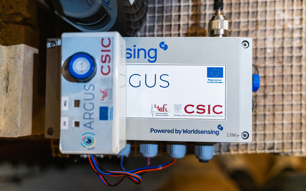 ARGUS communications and data acquisition unit installed on-site, showing the system enclosure and connections